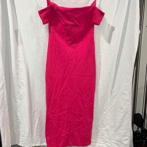 Zara fancy hot pink off the shoulder midi dress